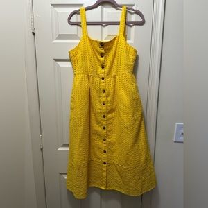 J. Crew Coletta Yellow Eyelet Sundress Button Front - size 12